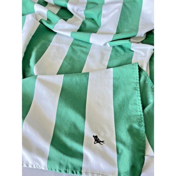 Dock & Bay Quick Dry Towel Green White & Stripe Beach 100% Recycled 63"L x 35"W - Picture 1 of 7
